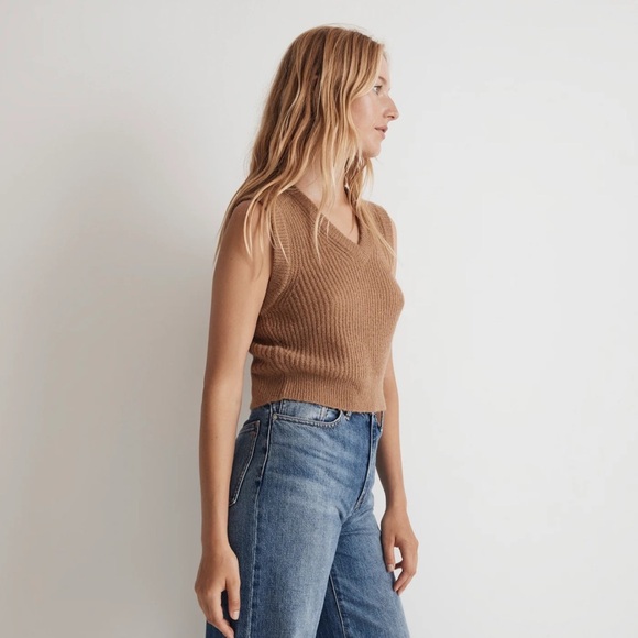 Madewell Womens The Fineloft Shrunken Sweater Vest Alpaca Blend Heather Caramel - Picture 1 of 10